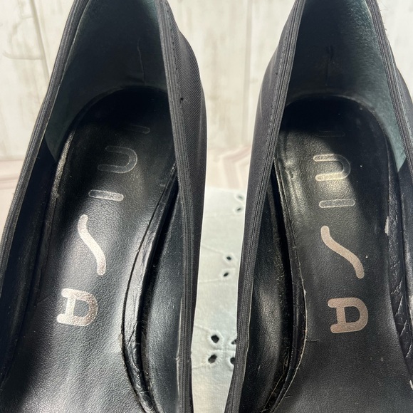 Black kitten Heel Pointy Toe unisa women Two-Tone Fabric Canvas & Leather Sz 6M - Picture 10 of 17